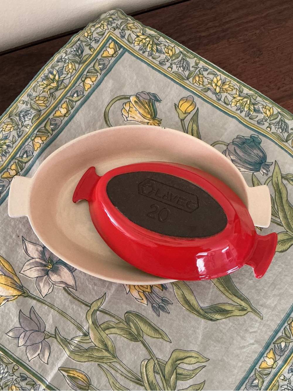 Vintage Lavec 20 French Enameled Cast Iron Set of 2